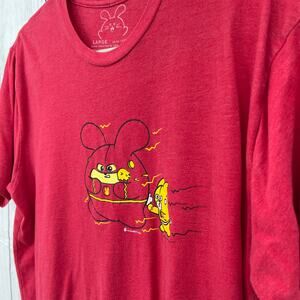 Fat Rabbit Farm LARGE Coral Red Comic-Con Flash Speedster Babee Tee T-Shirt